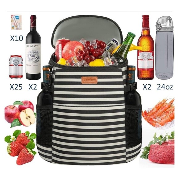 New Black & White Soft Backpack Cooler Insulated Leak Proof Waterproof 45 Cans - Picture 4 of 5